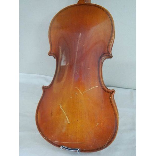 619 - An old violin (a/f, needs strings etc.,).