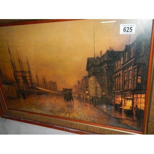 625 - A twentieth century street and harbour scene. COLLECT ONLY.