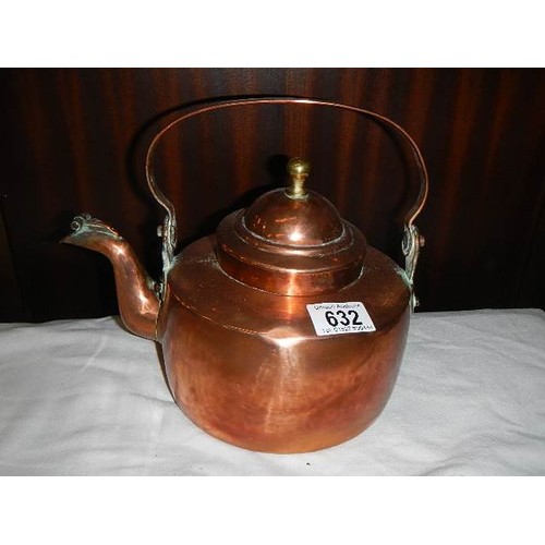 632 - An early 20th century copper kettle.