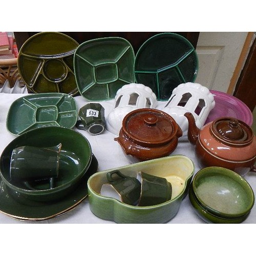 633 - A mixed lot including hors d'ouvre dishes, teapot etc.,  COLLECT ONLY.