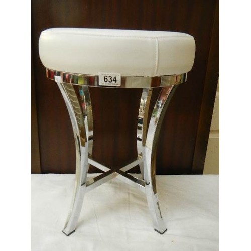 634 - A mid to late 20th-century chrome stool with white seat.  COLLECT ONLY.