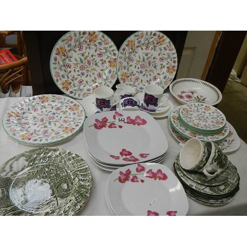 642 - A mixed lot of dinner ware including Minton, Doulton etc.,  COLLECT ONLY.