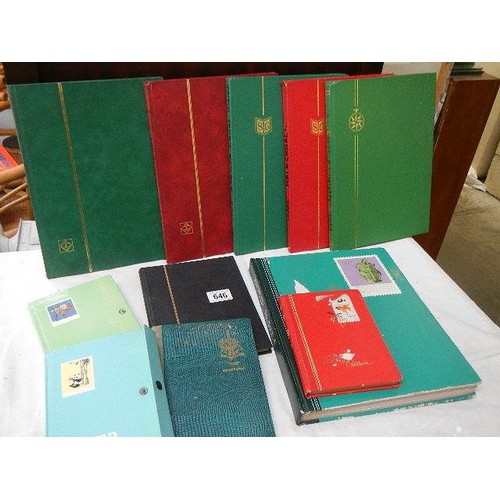 646 - A quantity of old stamp albums.