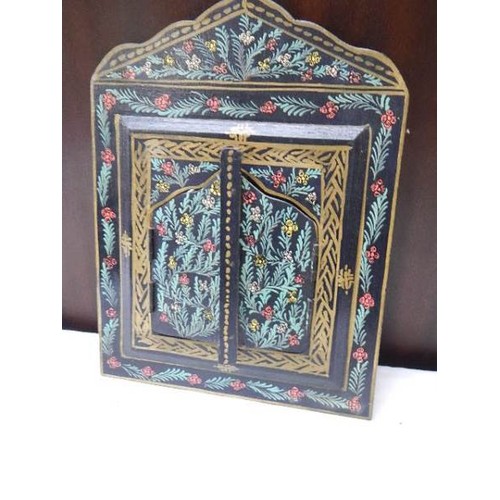 660 - A hand painted two door wall mirror. COLLECT ONLY.