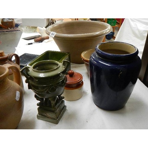 664 - A mixed lot of ceramic pots, bowl, jars etc., COLLECT ONLY.