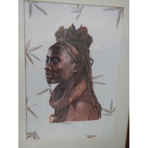 666 - Two framed and glazed portraits of African women.  COLLECT ONLY.