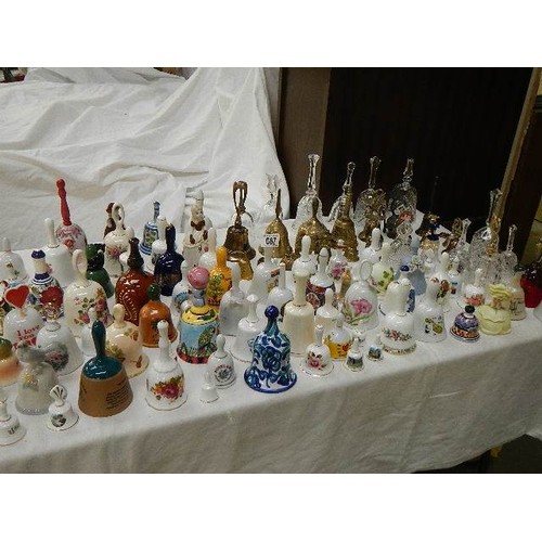 667 - Approximately 100 bells in brass, glass and china.  COLLECT ONLY.