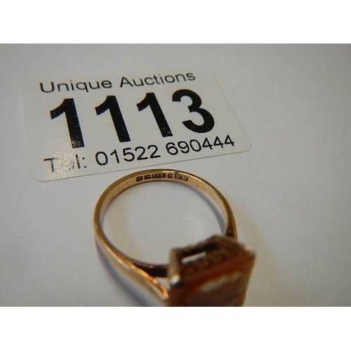 1113 - A 9ct gold cameo ring, size M, 4 grams, in good condition, well marked.