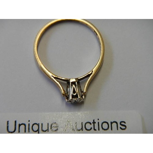 1114 - A 9ct gold diamond solitaire ring, size L half, 2 grams, good quality.