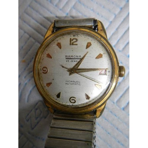 1134 - A good gent's Ramona 25 jewel incabloc automatic wrist watch in working order.