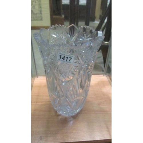 1417 - A large cut glass vase.