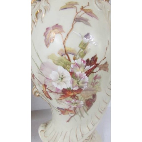 1422 - An Austrian hand painted porcelain vase, 40 cm.