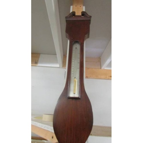 1428 - A mahogany banjo barometer. COLLECT ONLY.