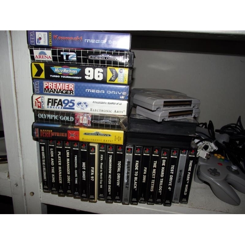 112 - Nintendo and PlayStation games console and large quantity of games. Collect Only