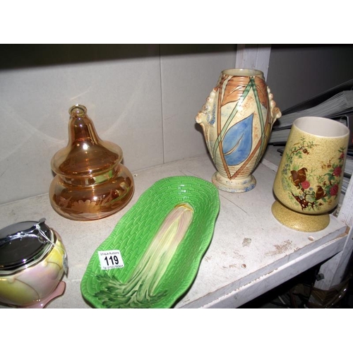 119 - A selection of vintage pottery vases and planters including Beswick etc