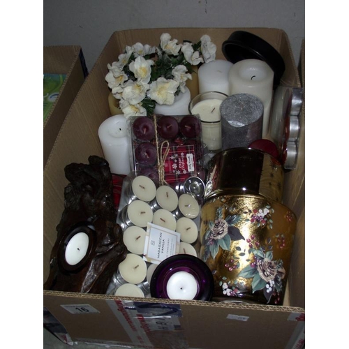 16 - A good lot of candles, candle holders, new packs of tissues, pot pourri etc (some candles have been ... 