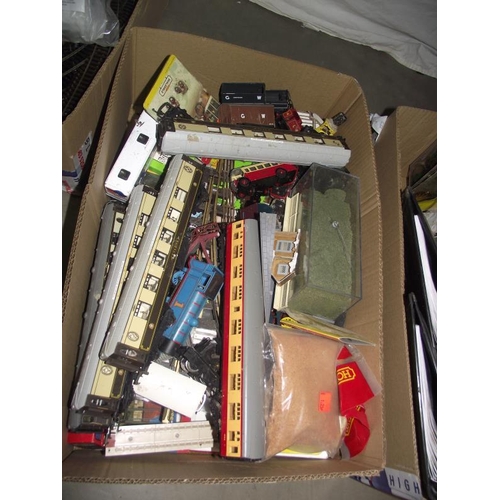 194 - 4 boxes of Hornby '00' gauge railway track, accessories, engines and coaches