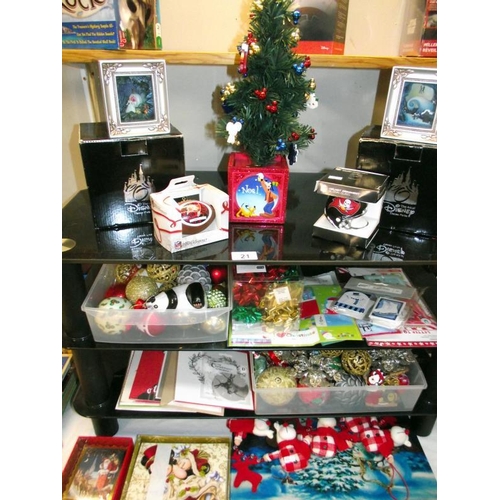 21 - A quantity of Christmas decorations including Disney, plus cards, letters to Santa etc COLLECT ONLY