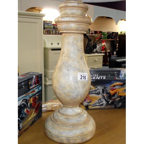 216 - A large pottery table lamp, height of base 52cm, total height 79cm