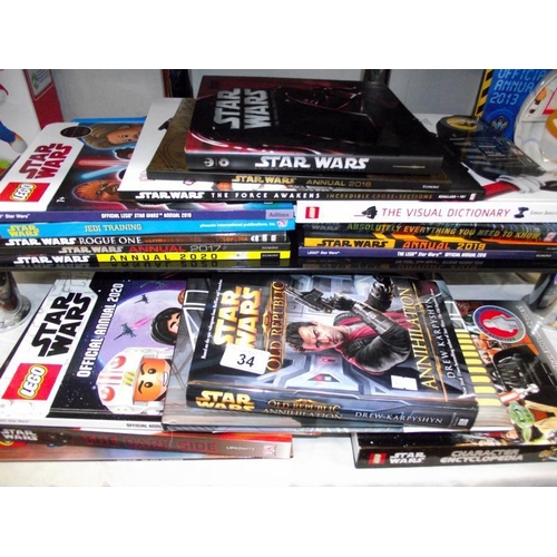 34 - A selection of children's Star Wars books including Lego annuals, figures present in 2 of the annual... 