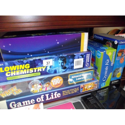 37 - A quantity of science games including Chemistry, Crystals Kit etc (most sealed) COLLECT ONLY