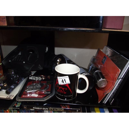 41 - A selection of Star Wars merchandise including Lego 75077, mug, micro fighter, etc