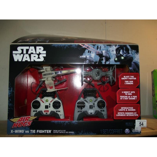 54 - A sealed air hogs Star Wars X-Wing US tie fighter drone battle set COLLECT ONLY