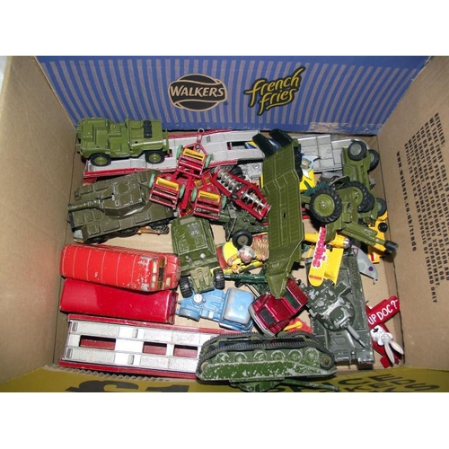 80 - A collection of military diecast and quantity of play worn diecast including Corgi and Matchbox