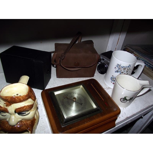 94 - A quantity of miscellaneous items including barometer, silver plate cigarette box etc