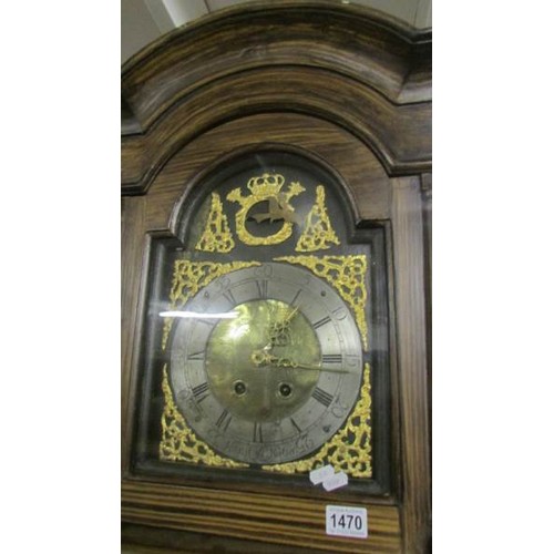 1470 - An 8 day brass dial Grandfather clock marked Hans Nelson, COLLECT ONLY.