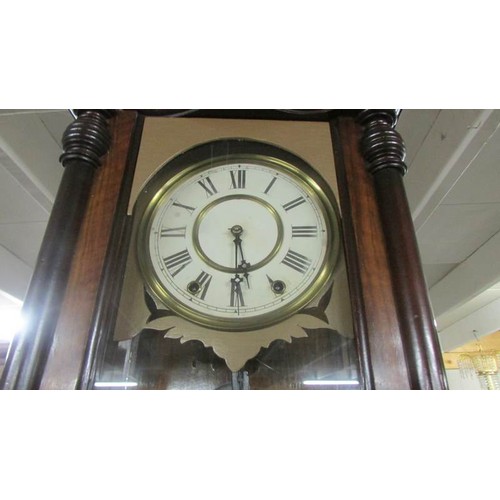 1473 - A mahogany wall clock, COLLECT ONLY.