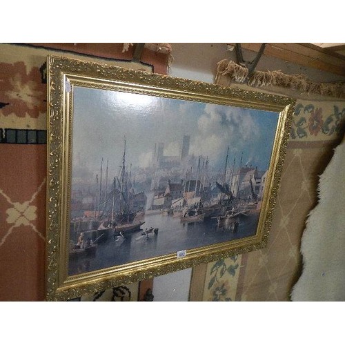 682 - A gilt framed Lincoln Brayford scene. COLLECT ONLY.