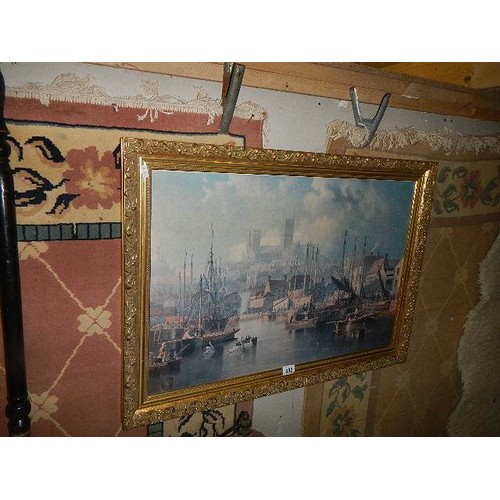 682 - A gilt framed Lincoln Brayford scene. COLLECT ONLY.