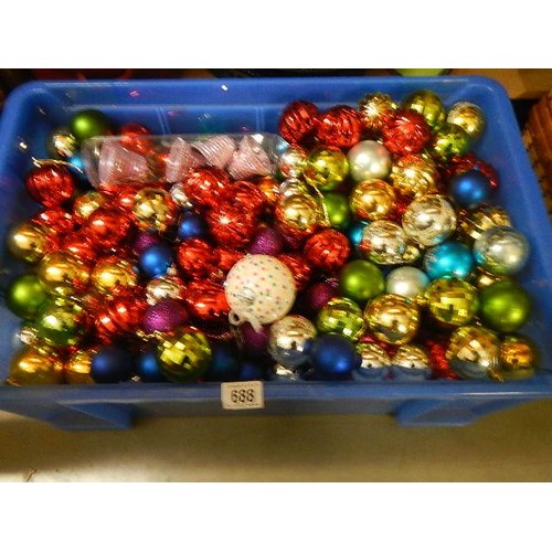 688 - A large box of Christmas baubles. COLLECT ONLY.