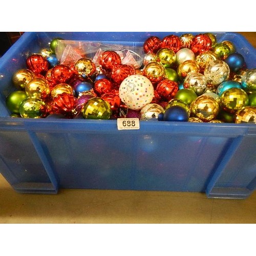 688 - A large box of Christmas baubles. COLLECT ONLY.