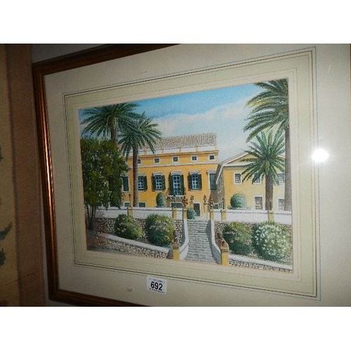 692 - A framed and glazed architectural print, COLLECT ONLY.