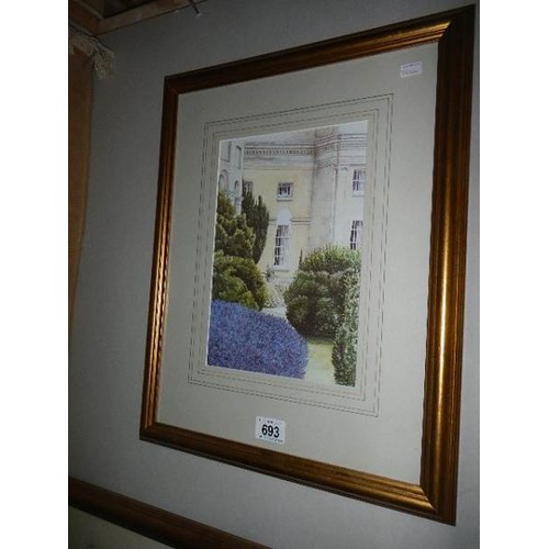 693 - A framed and glazed architectural print, COLLECT ONLY.