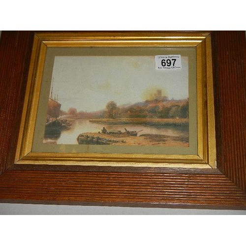 697 - A framed and glazed rural scene, COLLECT ONLY.