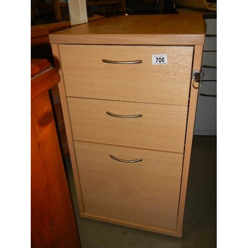 700 - A three drawer filing chest. COLLECT ONLY.