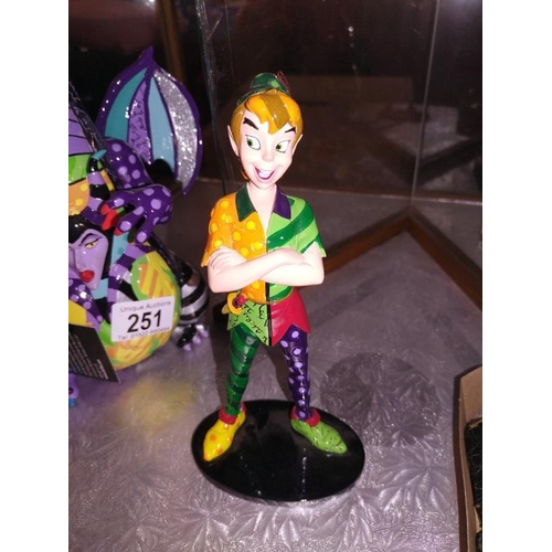 251 - 2 Disney Britto figurines including Peter Pan Maleficent Dragon