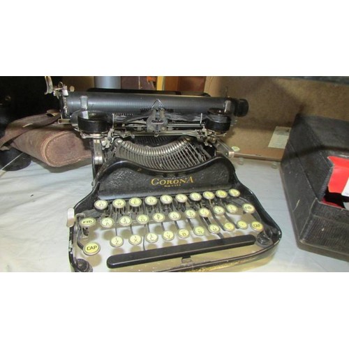 1502 - An early Cased Corona, USA typewriter. COLLECT ONLY.