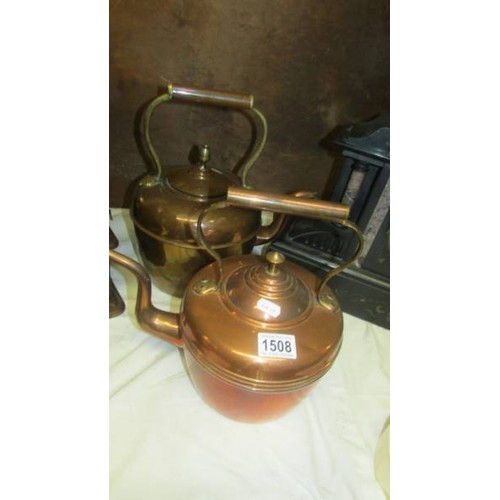 1508 - Two Victorian copper kettles.