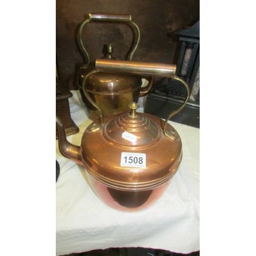 1508 - Two Victorian copper kettles.