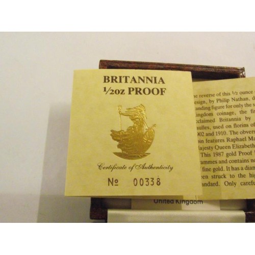 1179 - A Britannia half ounce gold proof coin, No. 00338.