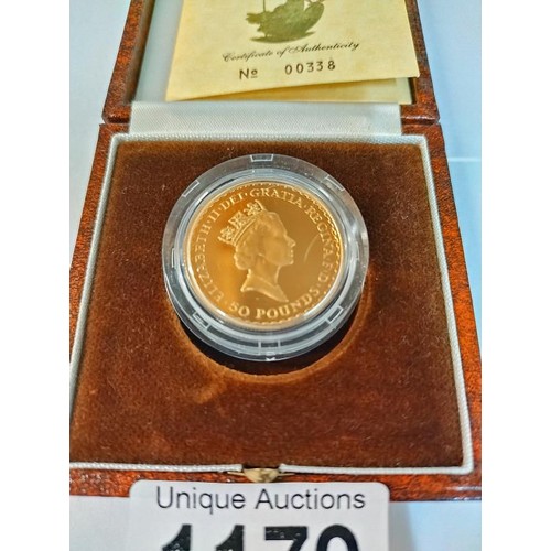 1179 - A Britannia half ounce gold proof coin, No. 00338.