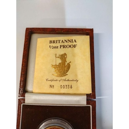 1179 - A Britannia half ounce gold proof coin, No. 00338.