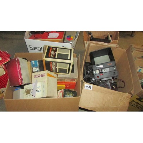 1548 - Two boxes of photography related items - Hanhel FB1000, Asahl bellow unit etc.,