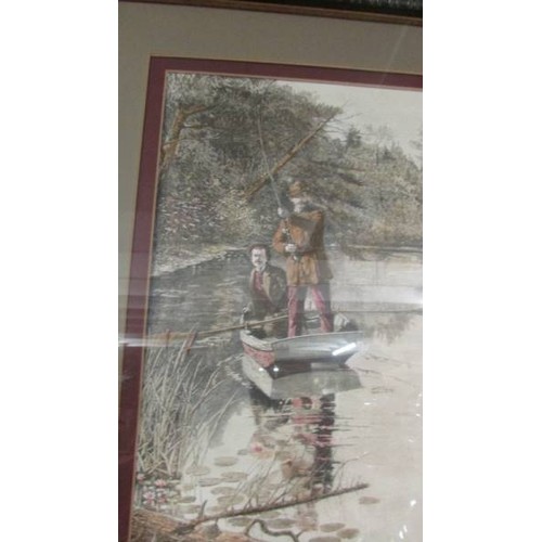 1561 - A framed and glazed angling scene, COLLECT ONLY.