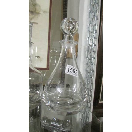 1565 - Two Dartington crystal decanters and two cut glass vases. COLLECT ONLY.