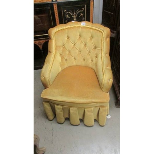 1582 - A bedroom chair with gold coloured upholstery, COLLECT ONLY.